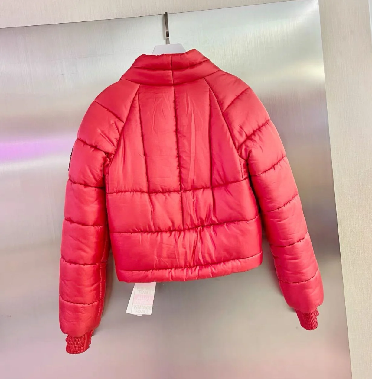 CHANEL red silk PARIS MOSCOW Puffer Down Jacket - Image 5