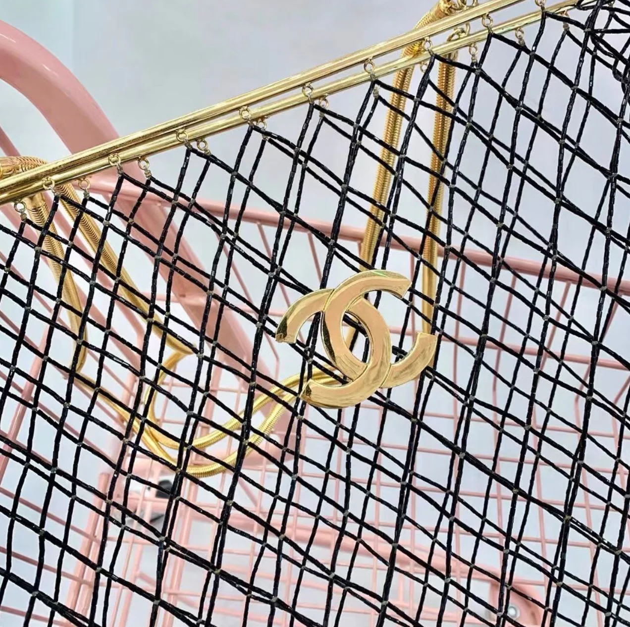 Chanel Rare Spring 1997 Vintage Runway Gold Cage Large Shopping Tote Bag - Image 4