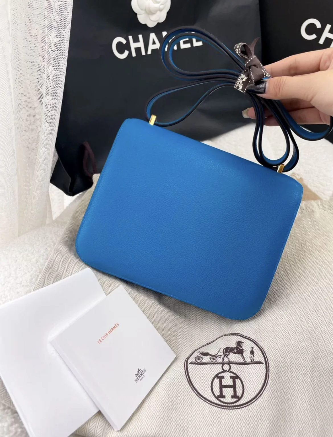 Hermes Constance mini, B3 Tanzania blue gold hardware - Image 4