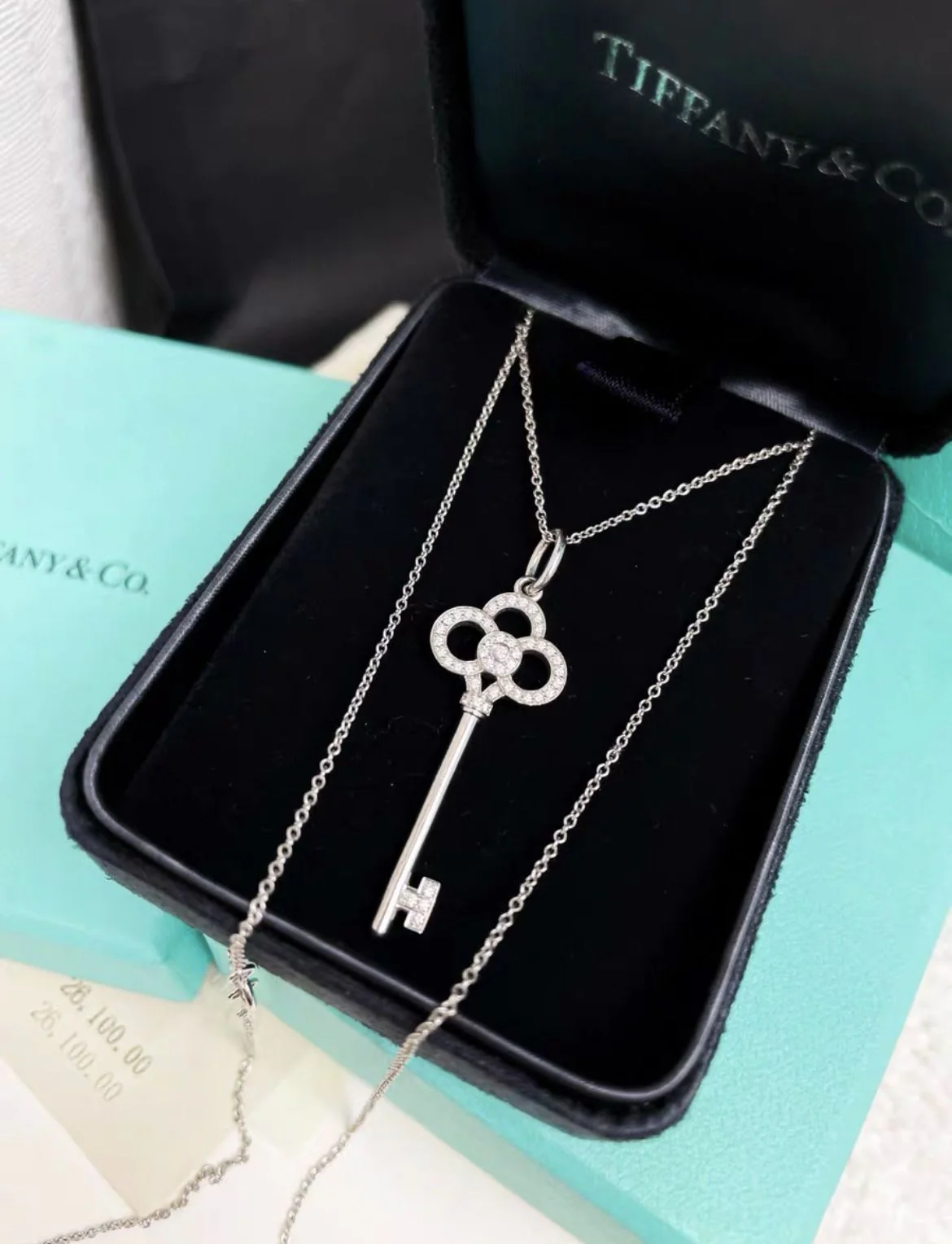 Tiffany keys series white gold full diamond crown necklace - Image 3