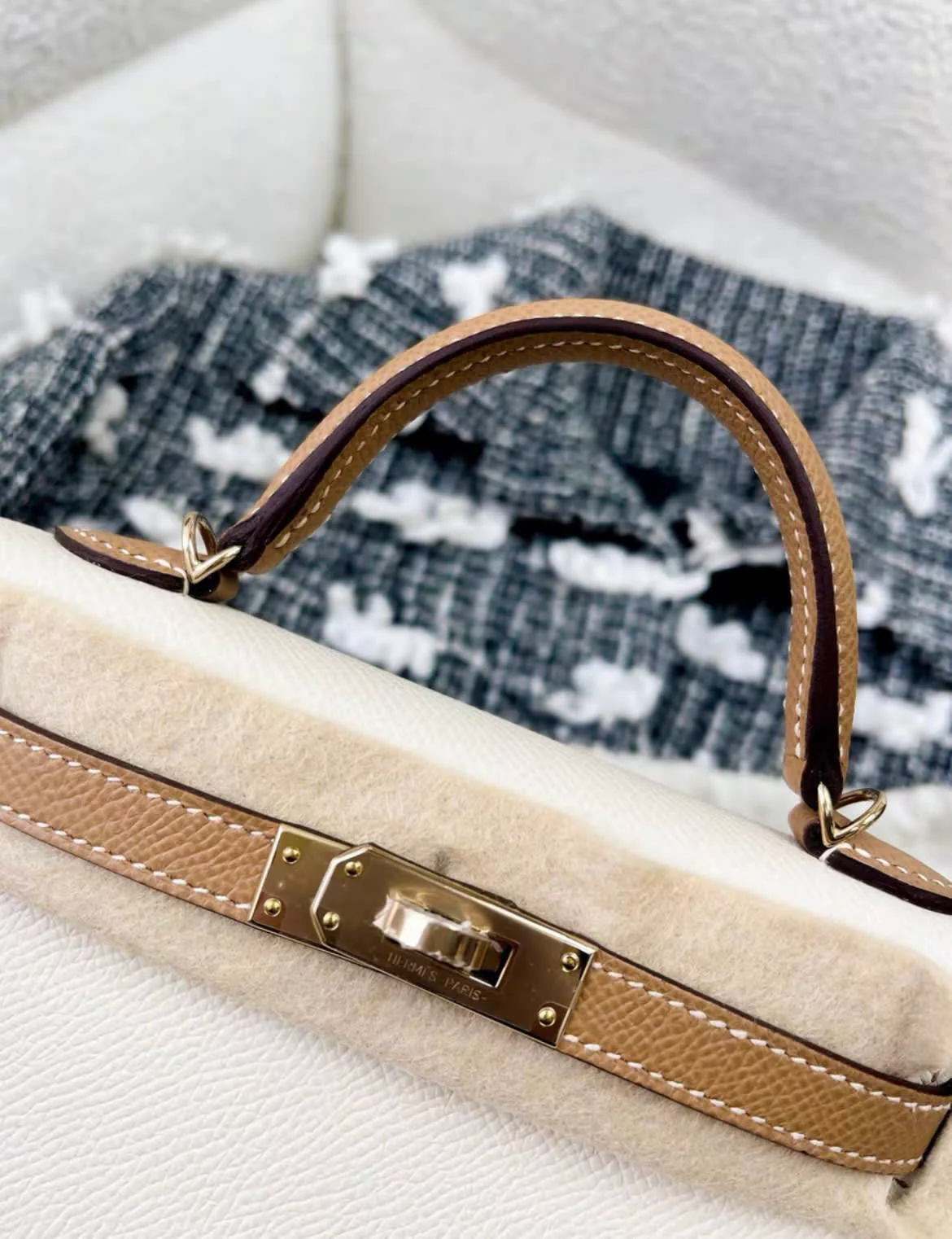 HERMES Epsom Horseshoe Mini Kelly Sellier 20 Craie Etain - Image 4