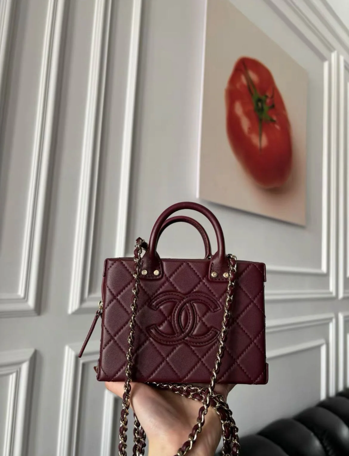 chanel22 burgundy box bags small size - Image 3