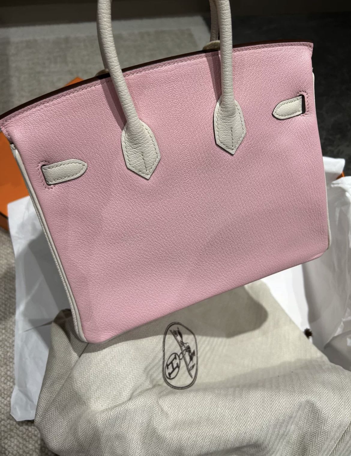 Hermès Special Order (HSS) Birkin 25 Rose Sakura and White Silver Hardware - Image 3