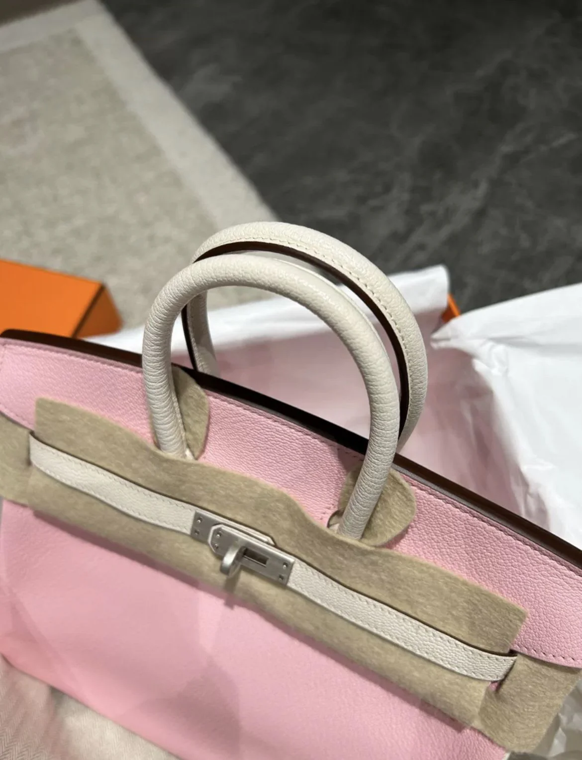 Hermès Special Order (HSS) Birkin 25 Rose Sakura and White Silver Hardware - Image 4