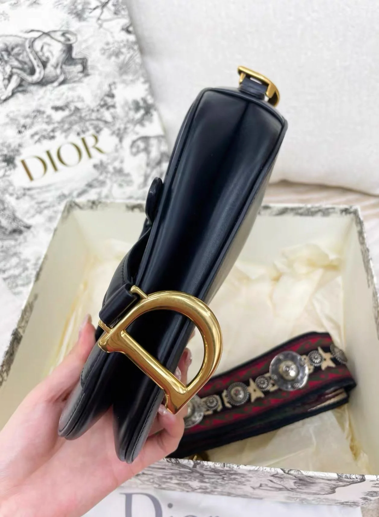 Dior saddle bag black gold - Image 3