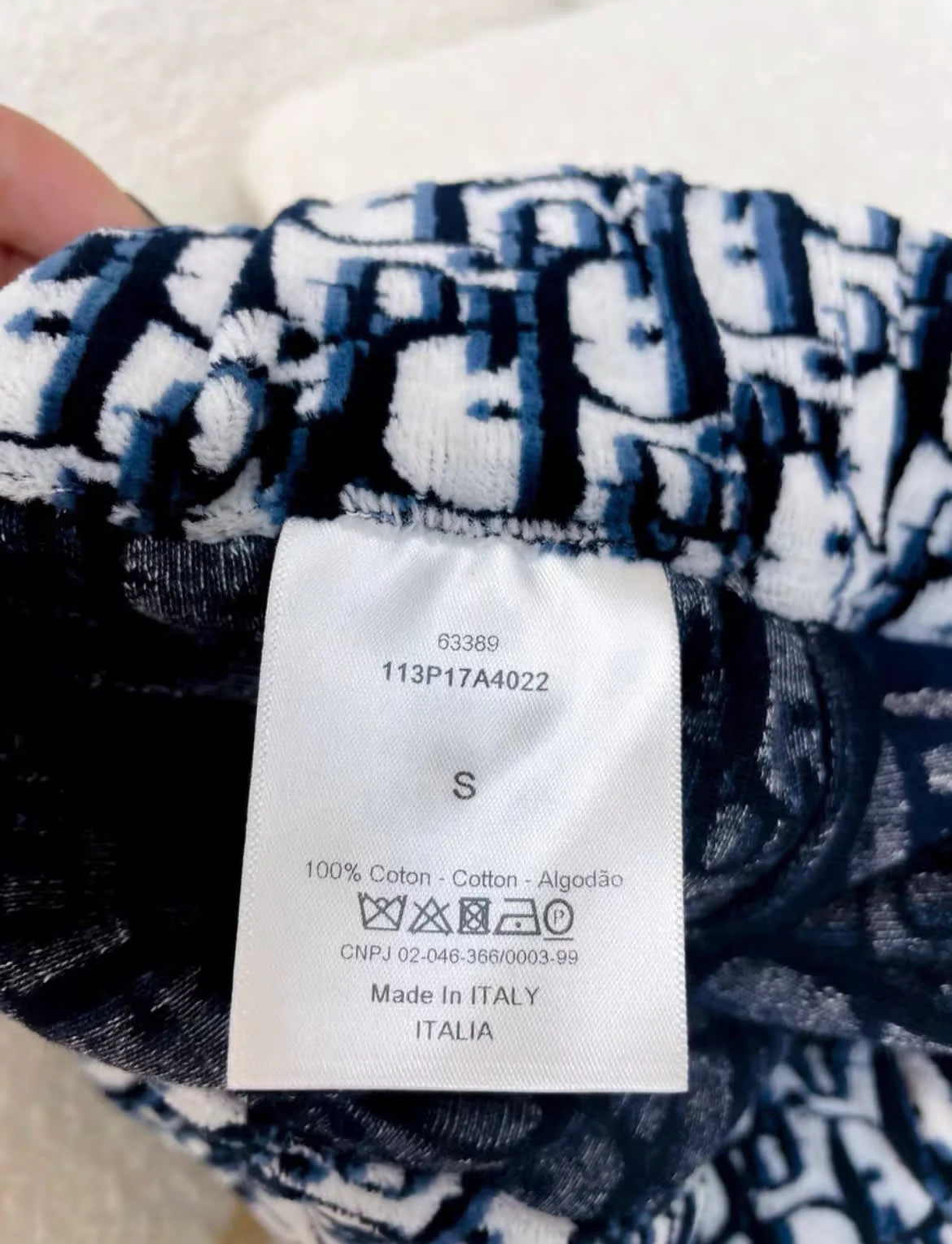 DIOR SHORTS Navy Blue Dior Oblique Velvet-Effect Cotton Jersey - Image 3