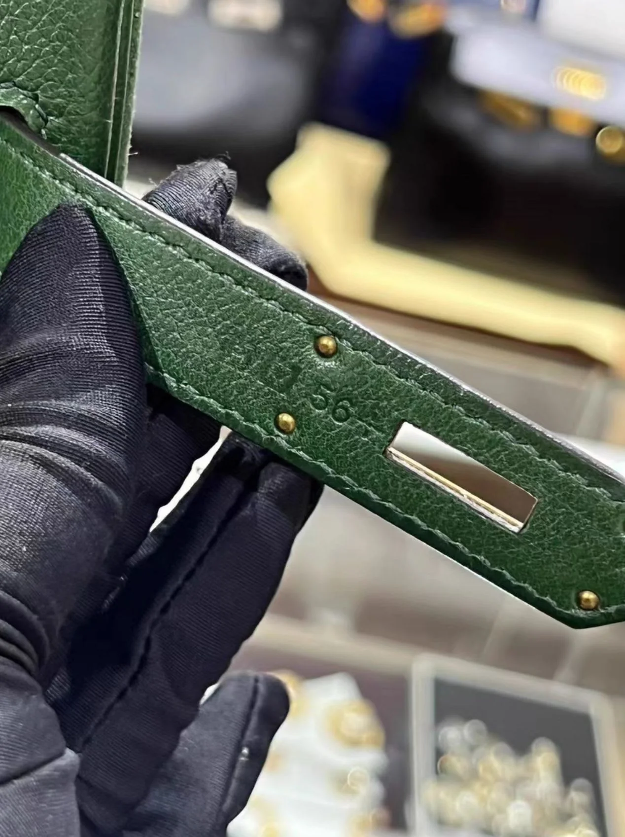 Hermes birkin30 green suede, - Image 3