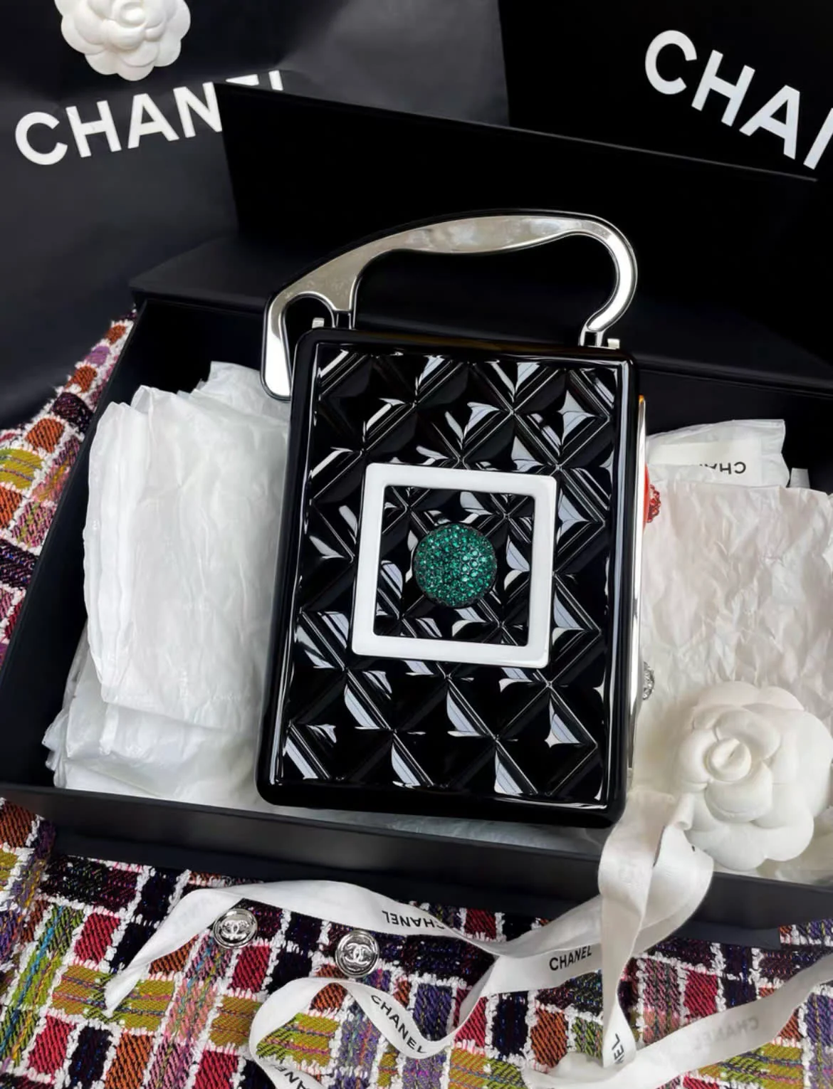 Chanel black limited edition full diamond audio bag portable chain bag - Image 3