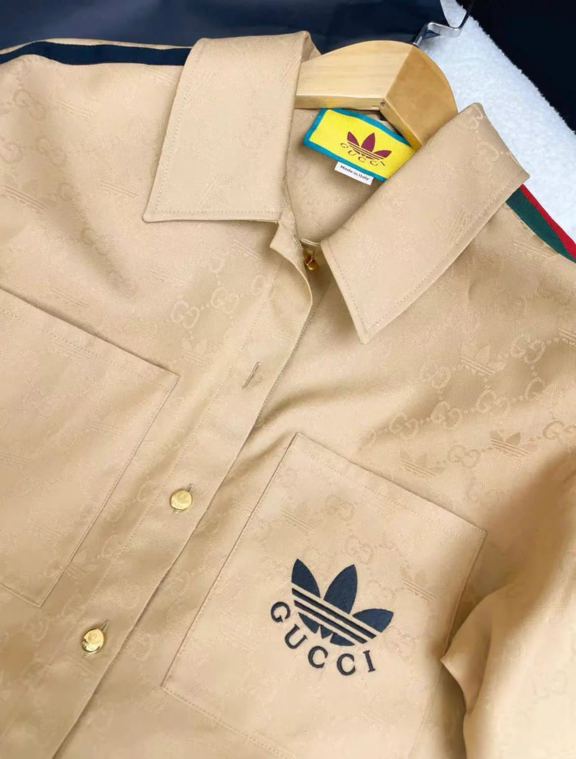 Adidas x Gucci Trefoil Jacquard Shirt - Image 4
