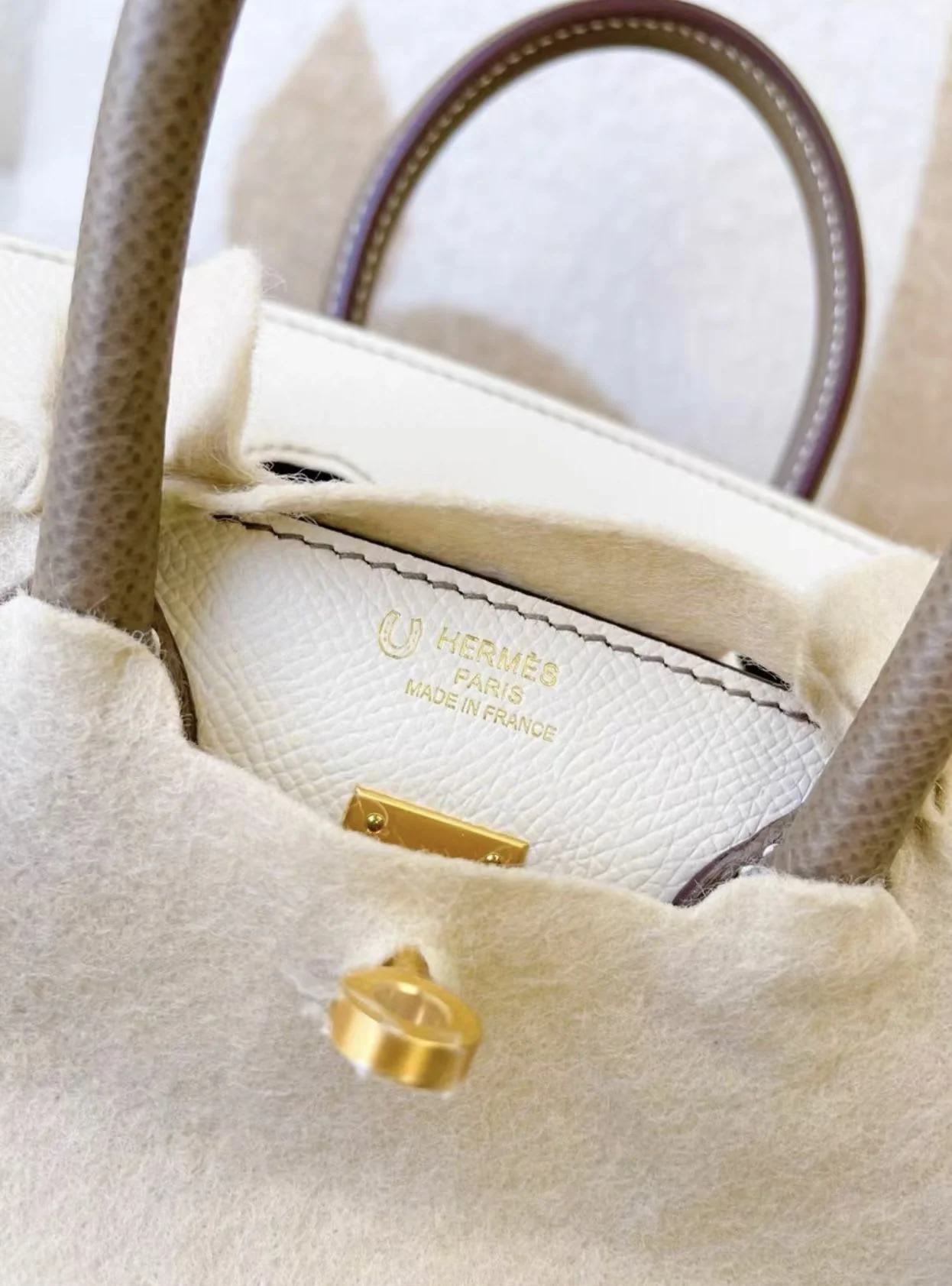 Hermes Birkin 25 White & Gray Brushed Gold - Image 4