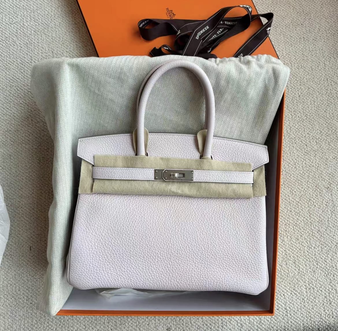 Hermes birkin30 09 light purple palladium hardware tc leather B engraved - Image 3