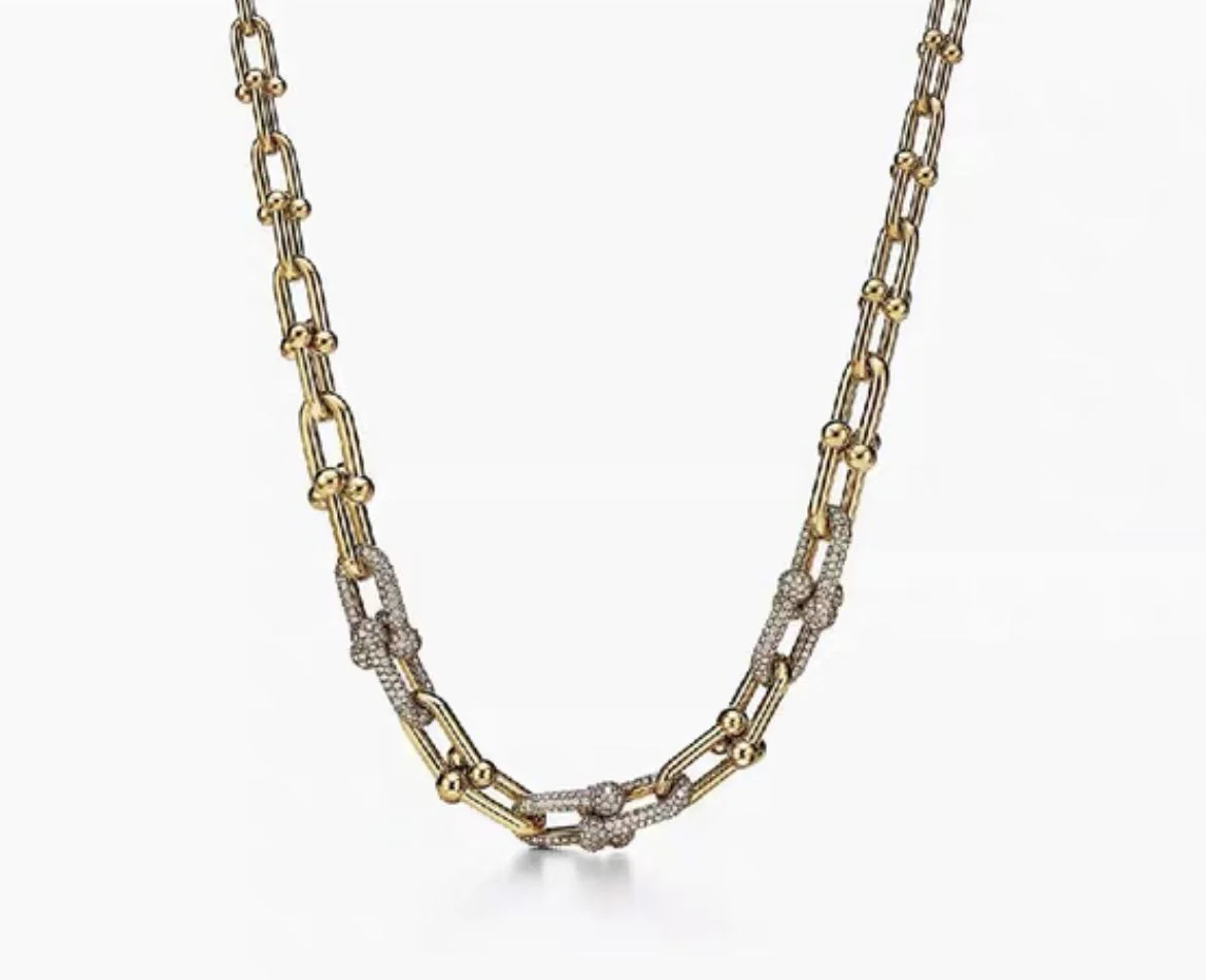 Tiffany HardWear series gradient chain necklace gold diamonds - Image 4