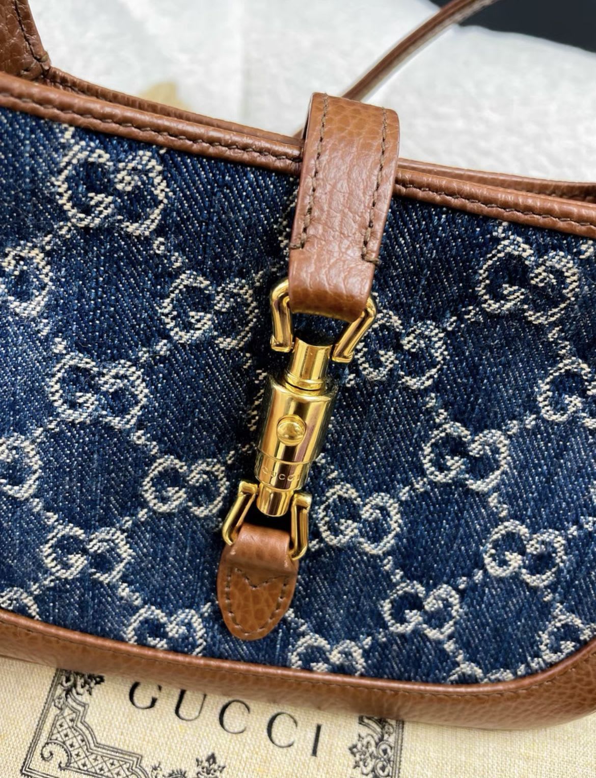 Gucci blue denim and leather Jackie1961 mini bag - Image 3