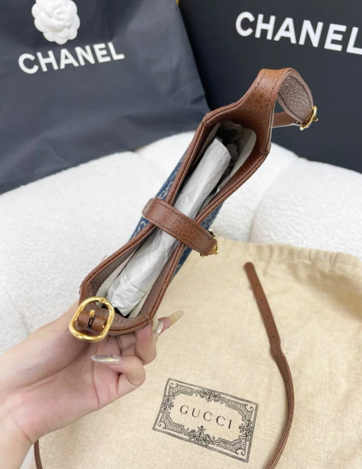 Gucci blue denim and leather Jackie1961 mini bag - Image 4