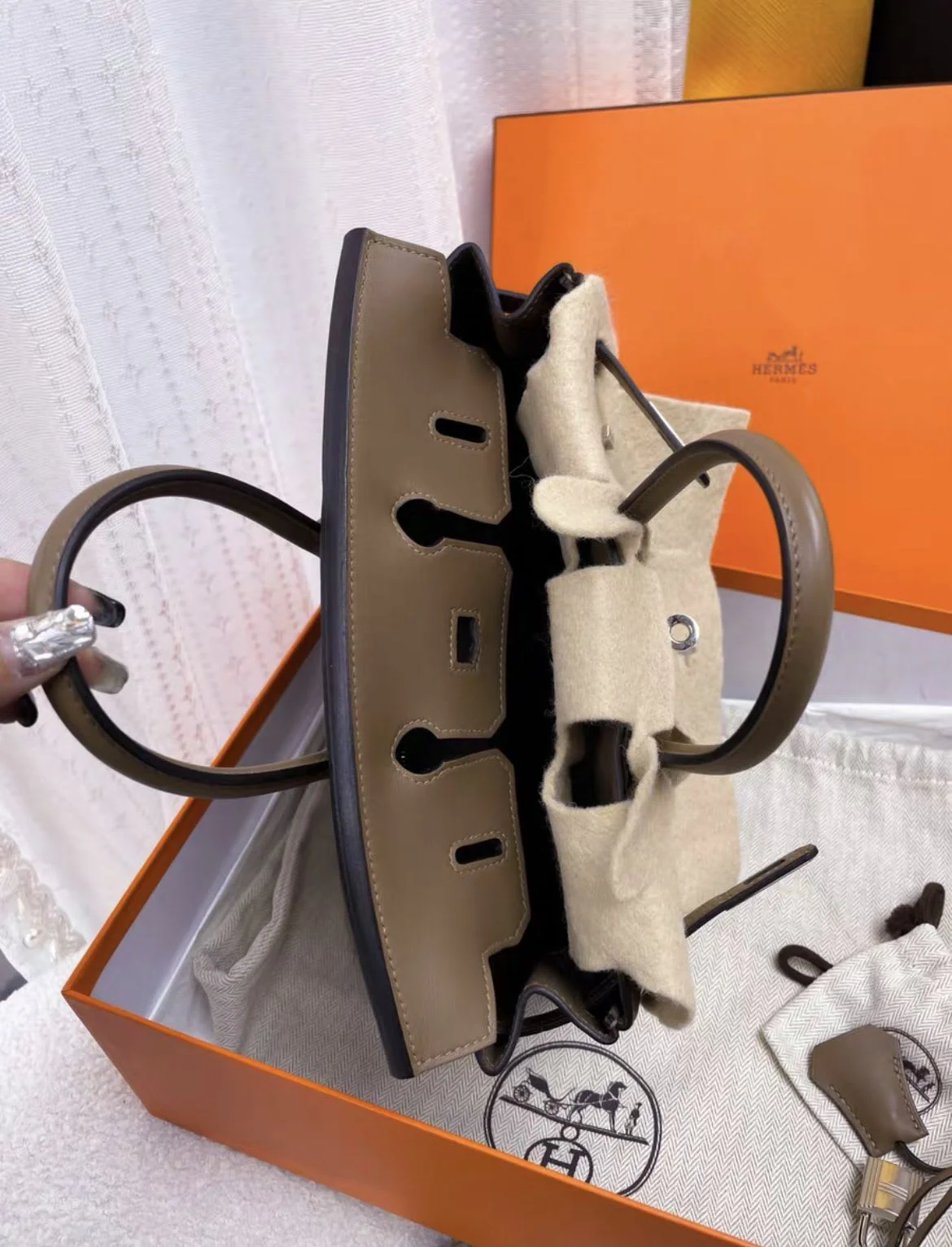 Hermes Birkin 25 Etoupe Swift leather palladium silver hardware - Image 4