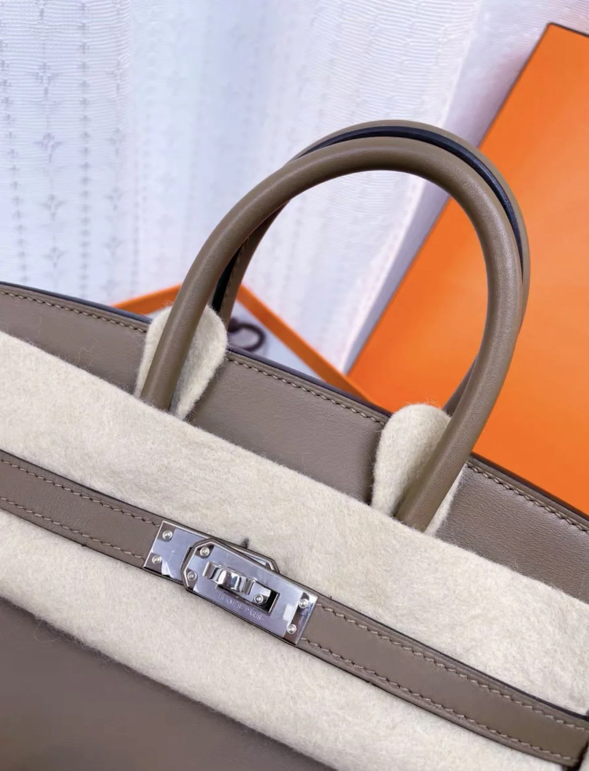 Hermes Birkin 25 Etoupe Swift leather palladium silver hardware - Image 5