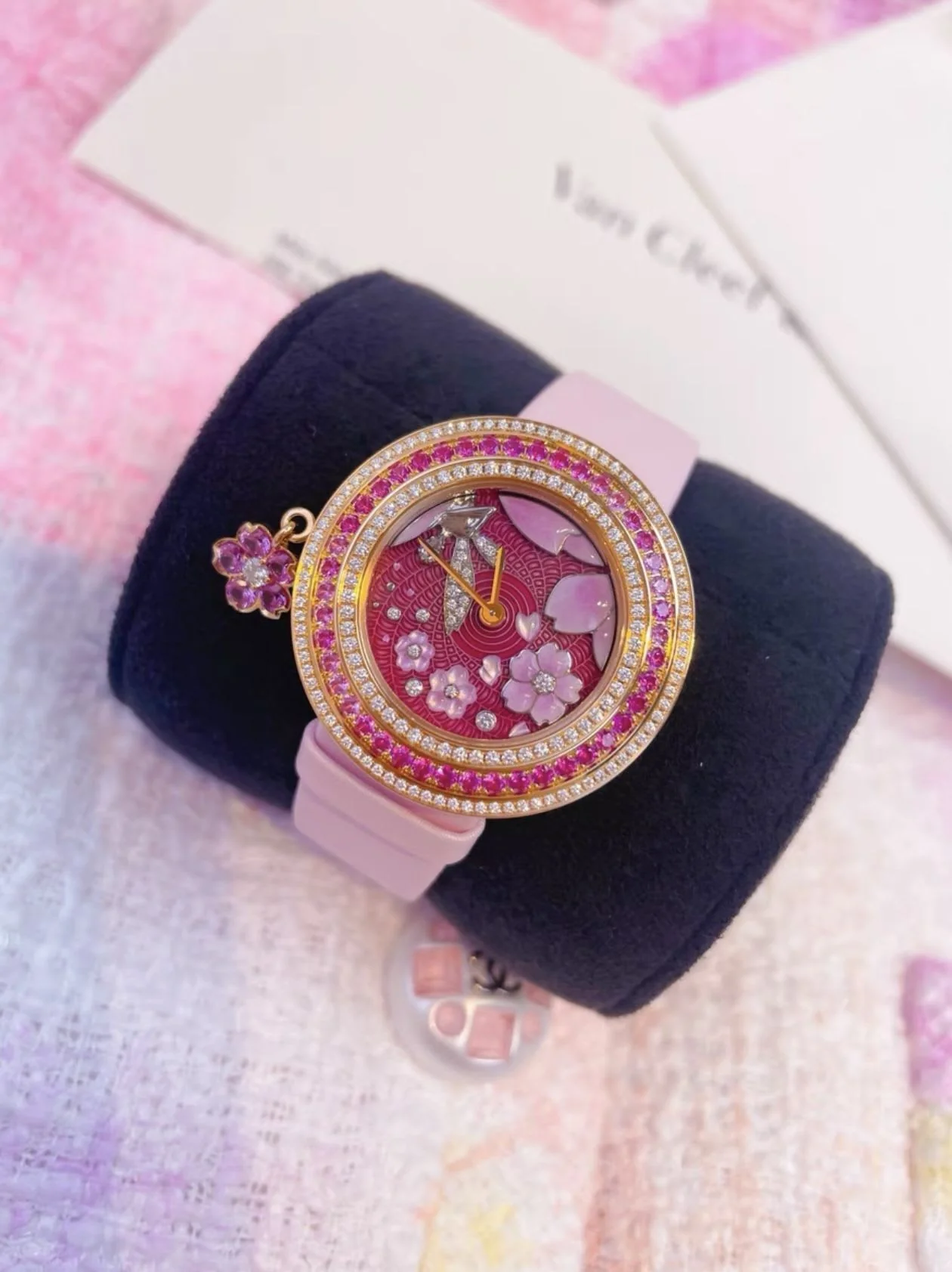 VCA Van Cleef & Arpels Japan Limited Extraordinary Dial Series Cherry Blossom Fairy Pink Dial Quartz Ladies Watch - Image 4