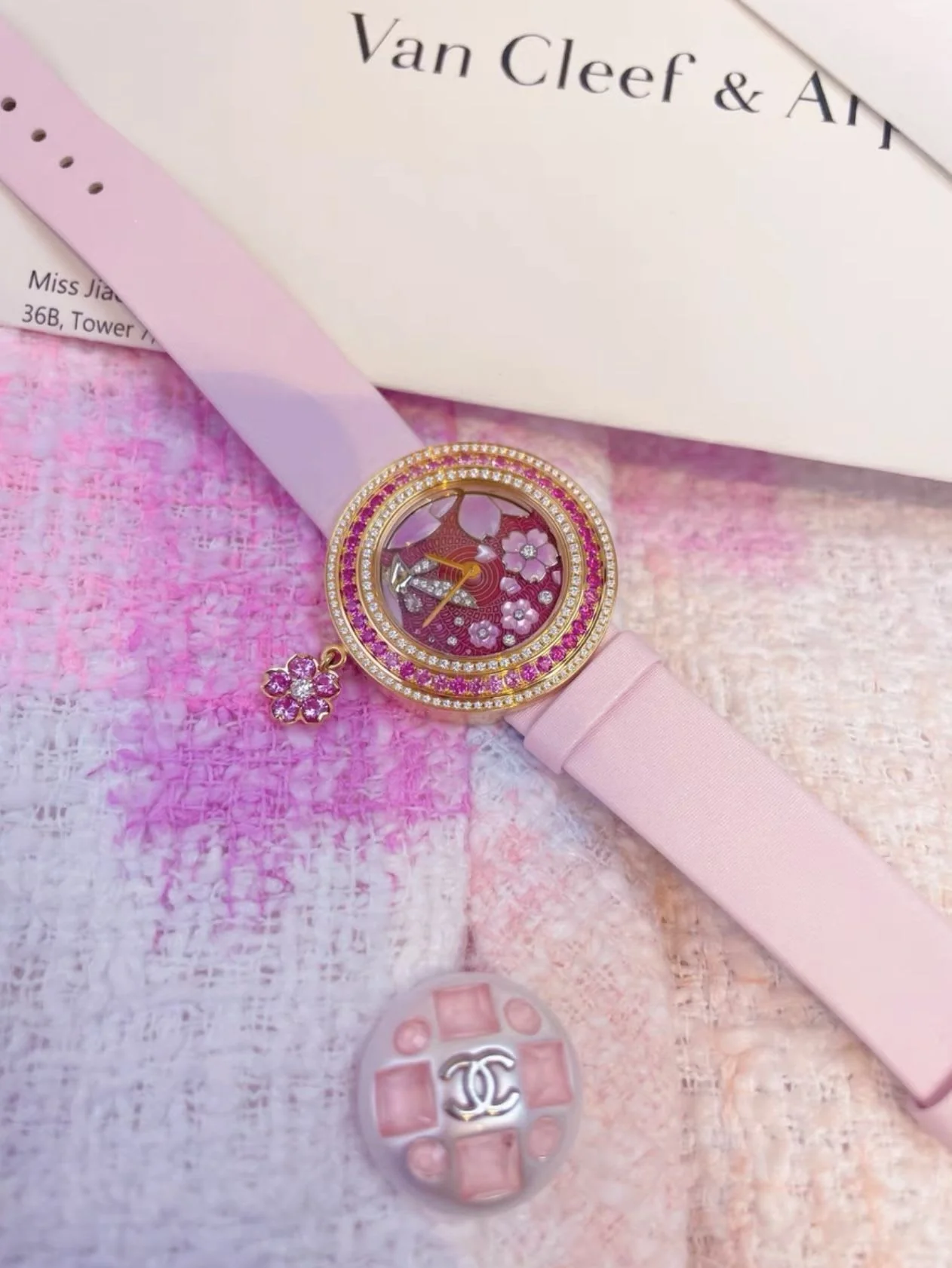 VCA Van Cleef & Arpels Japan Limited Extraordinary Dial Series Cherry Blossom Fairy Pink Dial Quartz Ladies Watch - Image 5