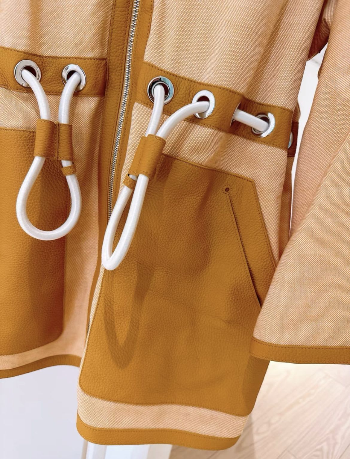 Hermes Leather Cashmere long coat - Image 4