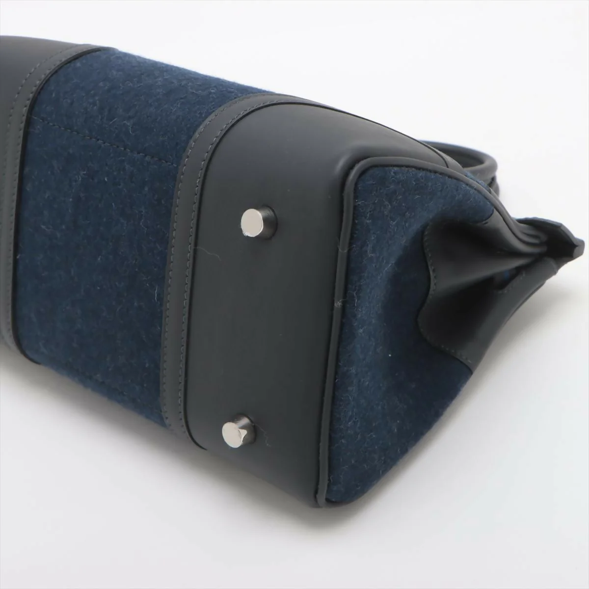 Hermès limited edition Birkin 25 Go Team Bleu Nuit Swift Leather Feutre wool with Palladium Hardware - Image 3