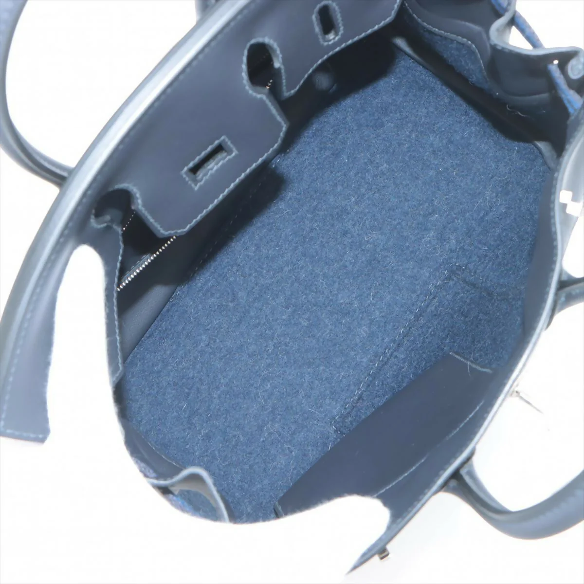 Hermès limited edition Birkin 25 Go Team Bleu Nuit Swift Leather Feutre wool with Palladium Hardware - Image 4