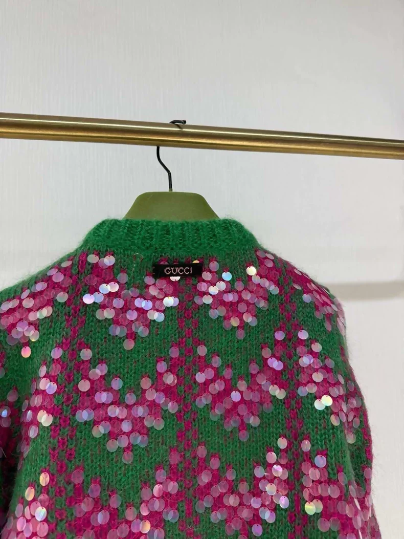 Gucci rhinestone sequined puff sleeve sweater - Image 3