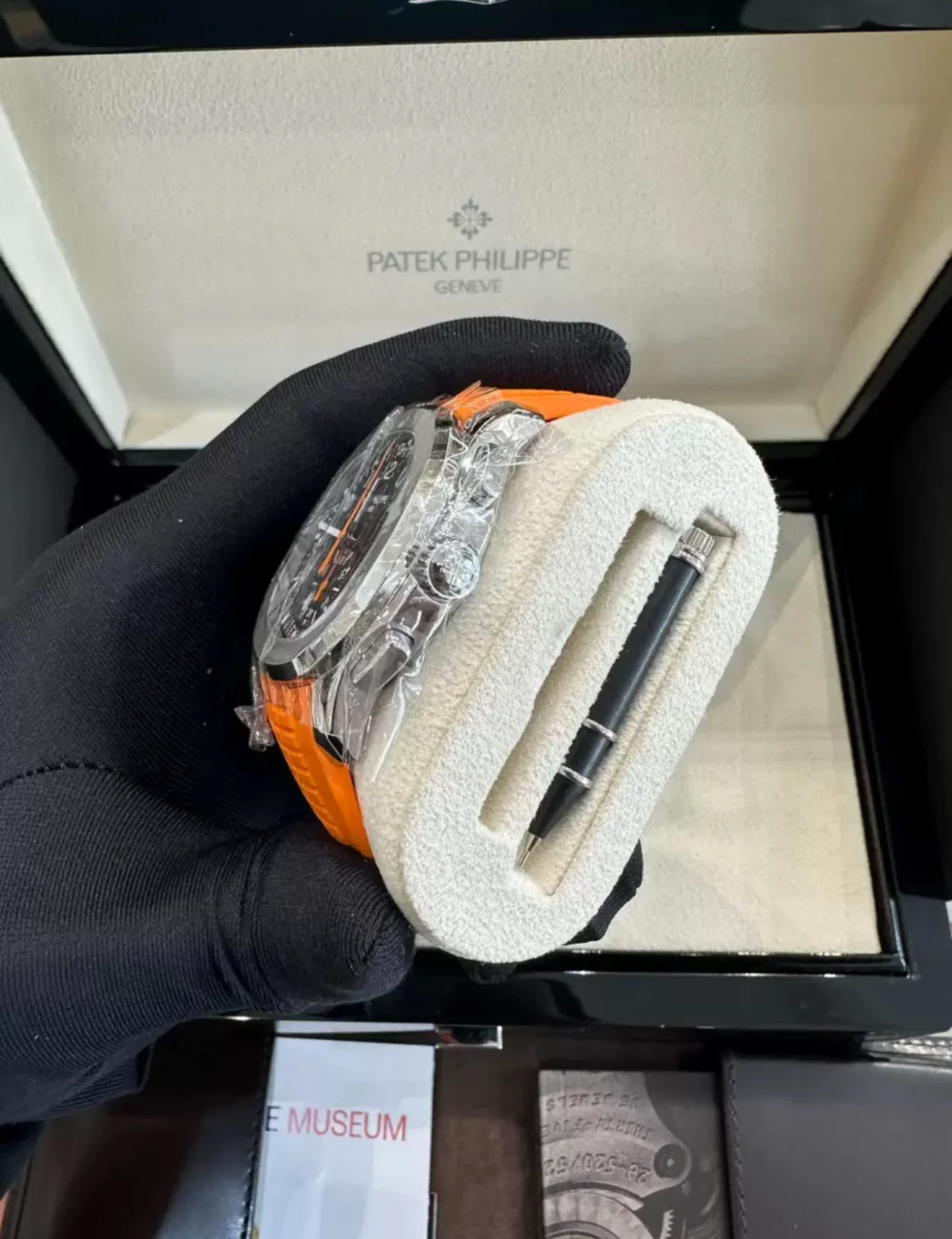 Patek Philippe 5968A Aquanaut Chronograph Orange Strap Mens Watch - Image 3