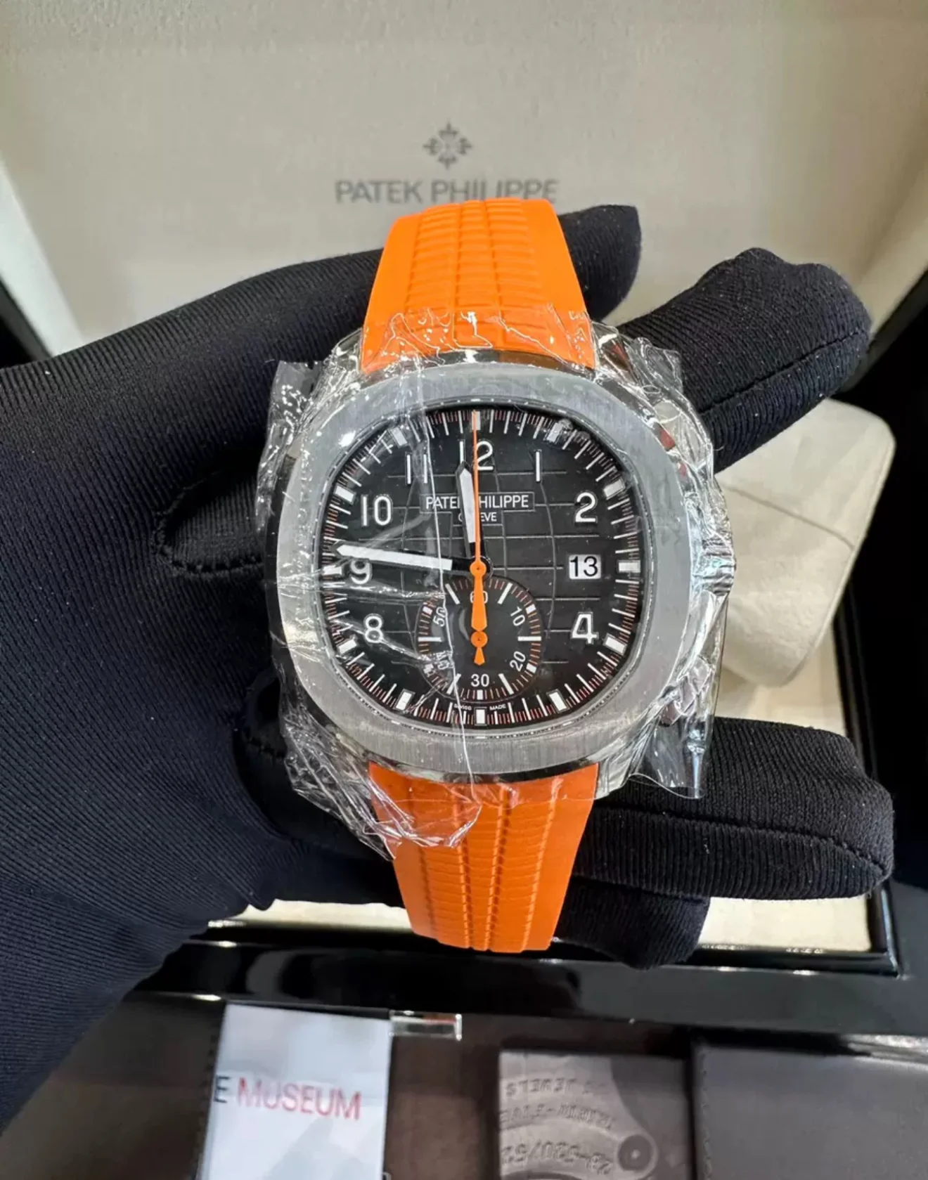 Patek Philippe 5968A Aquanaut Chronograph Orange Strap Mens Watch - Image 7