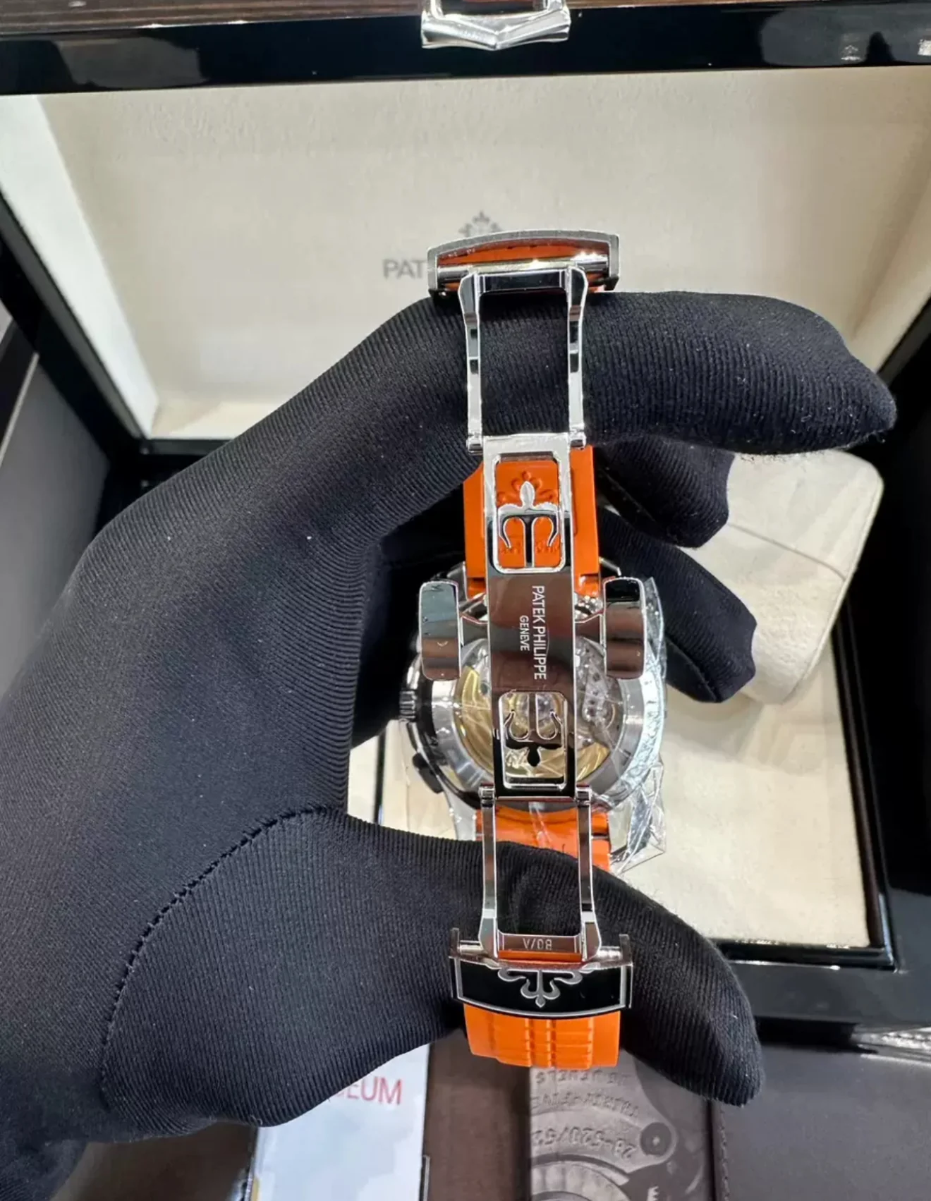 Patek Philippe 5968A Aquanaut Chronograph Orange Strap Mens Watch - Image 8